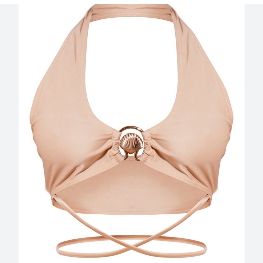 NWT Halter Bikini Top with Shell Detail